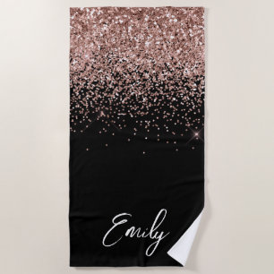 Serviette De Plage Black Girl Rose Gold Blush Parties scintillant ros