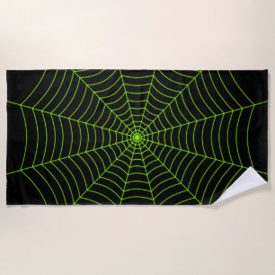 Serviette De Plage Black neon vert toile d'araignée Halloween motif