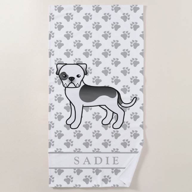 Serviette De Plage Black Piebald Bouledogue Américain Chien Mignon &  (Devant)