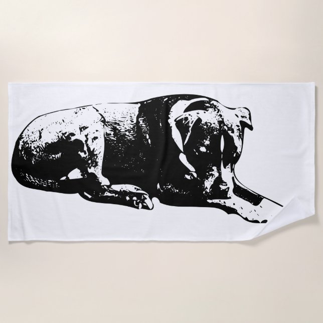 Serviette de plage Black Sky Dog (Devant)