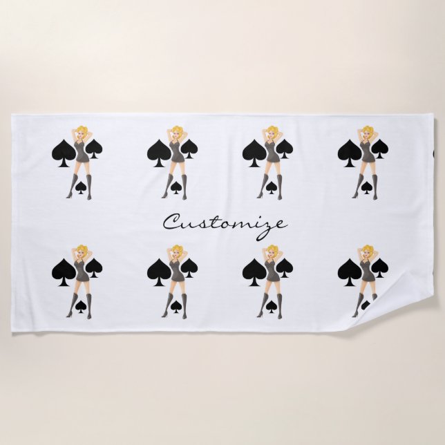Serviette De Plage Black Spades Blonde Queen Thunder_Cove  (Devant)