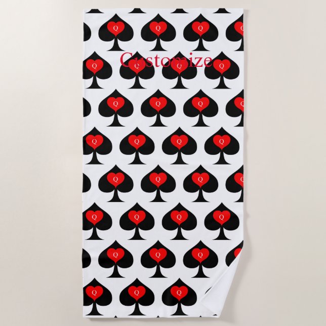 Serviette De Plage Black Spades Red Hearts Thunder_Cove (Devant)