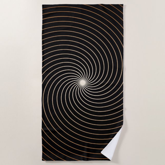 Serviette De Plage Black & White Swirl avec Gradation Tan (Devant)