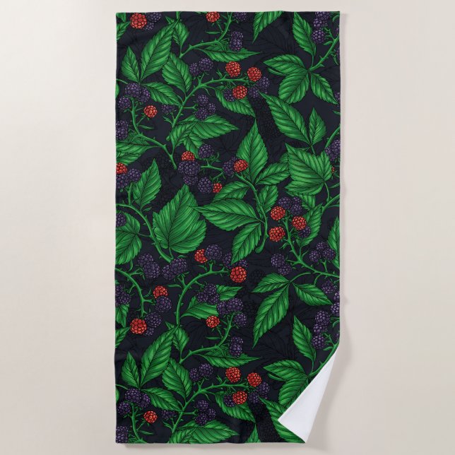 Serviette De Plage Blackberry sur gris foncé (Devant)