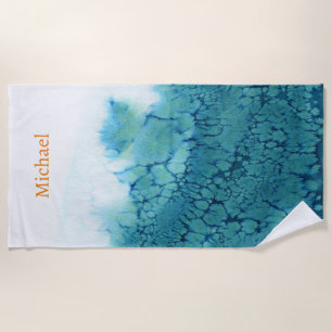 Serviette De Plage Blanc Bleu Pierre Design Mariage Fête Favoriser