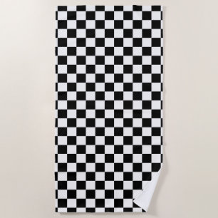 Serviette De Plage Blanc de emballage Checkered classique de noir de