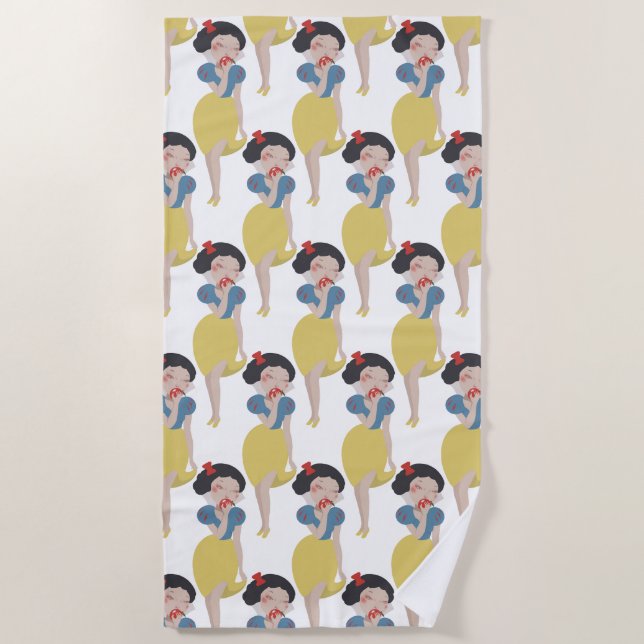 Serviette De Plage Blanc de neige mordant le motif d'Apple 2 (Devant)