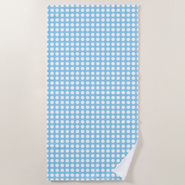 Serviette De Plage Blanc sur Bébé Bleu Moyen Pois horizontaux (Devant)