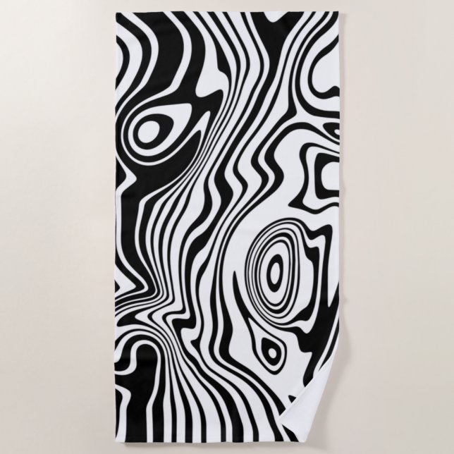 Serviette de plage blanche et blanche noire (Devant)