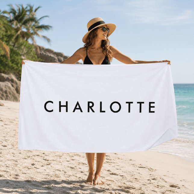 Serviette de plage blanche personnalisée moderne a (Créateur téléchargé)