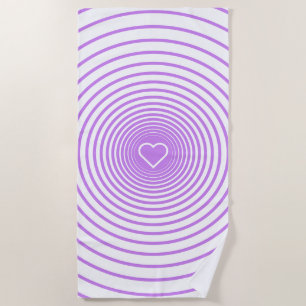 Serviette de plage blanche rayée violette