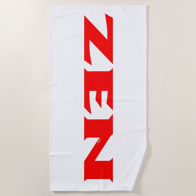 Serviette de plage blanche rouge zen (Devant)