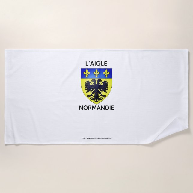 Serviette de plage - blason de L'Aigle - Normandie (Devant)