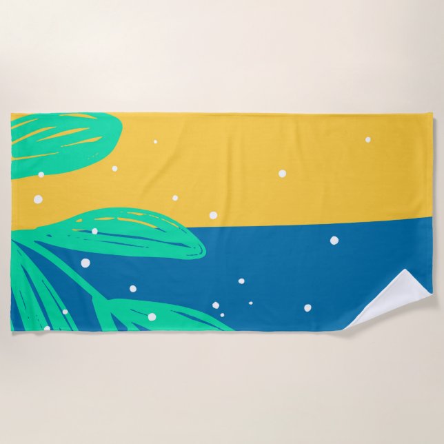 Serviette De Plage Bleu Aqua Jaune Vert Pour Les Filles Et Les Garçon (Devant)