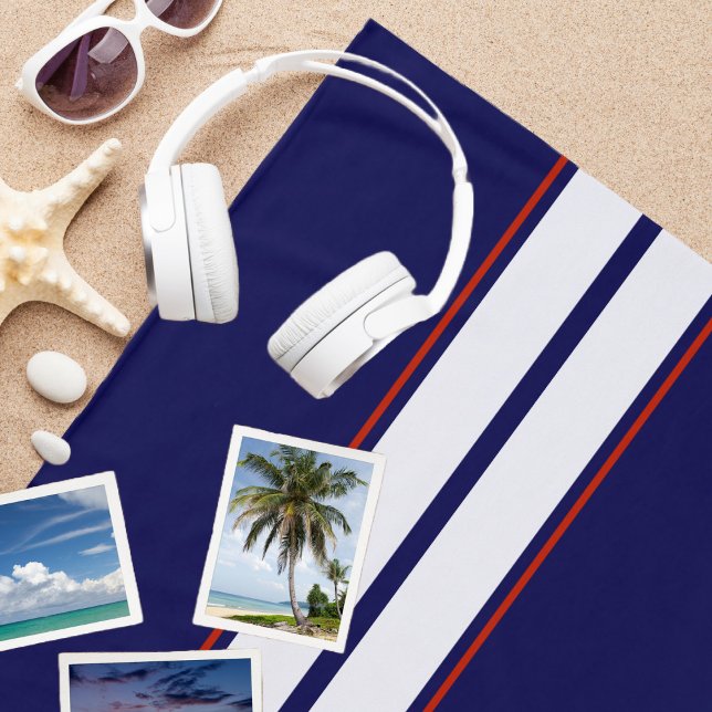 Serviette De Plage Bleu, blanc et rouge Classy (Créateur téléchargé)