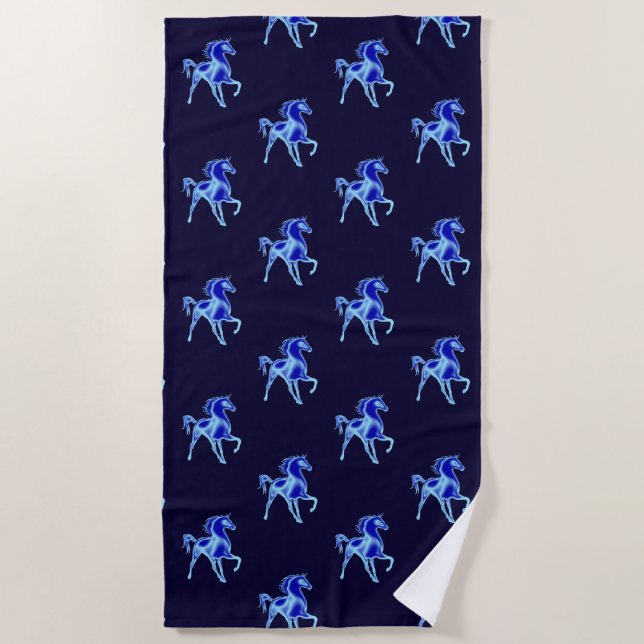 Serviette de plage bleu Cheval - Choisissez les co (Devant)