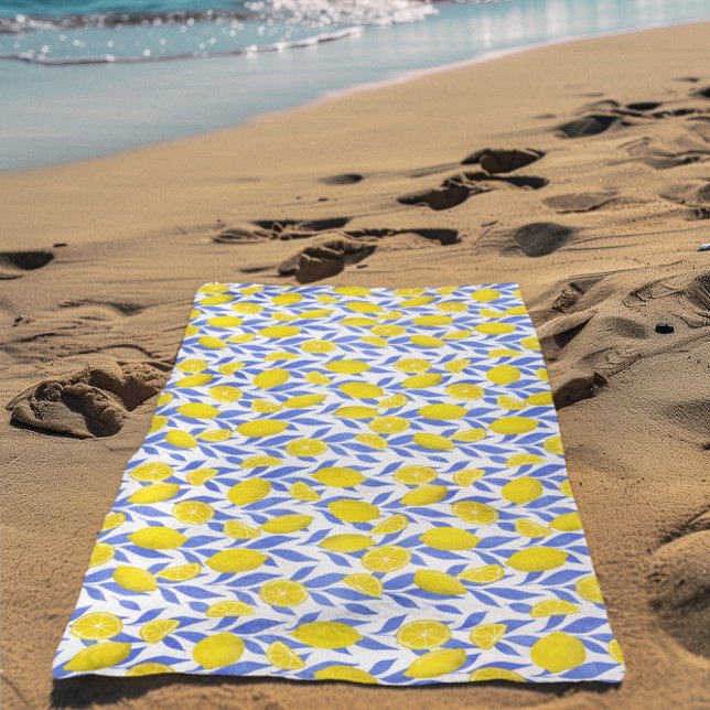 Serviette De Plage Bleu Citron Méditerranée (Créateur téléchargé)