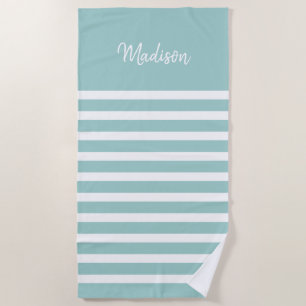 Serviette De Plage Bleu clair et Blancs personnalisés