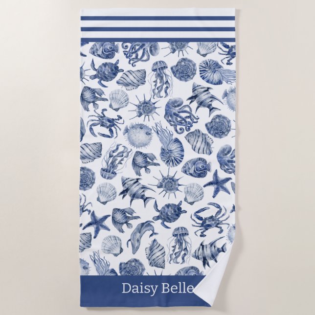 Serviette De Plage Bleu Coastal Living Décor (Devant)