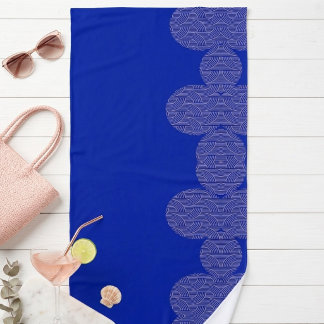 Serviette De Plage Bleu Cobalt et Rose Poudré Arches Motif Géométriqu