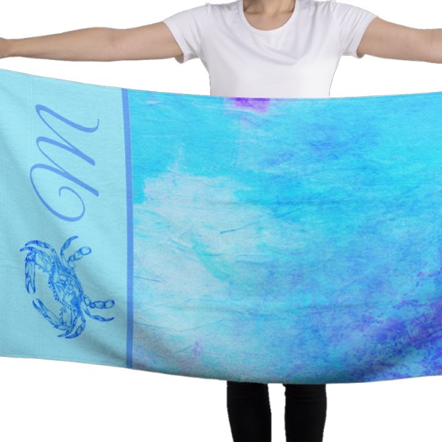 Serviette De Plage Bleu crabe en éclat de couleur (Créateur téléchargé)