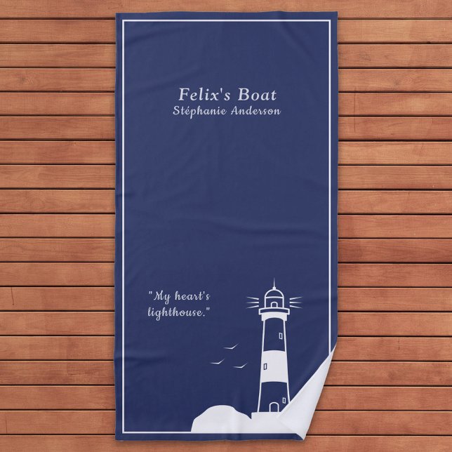 Serviette De Plage Bleu de la marine phare (Lighthouse Navy Blue Beach Towel)