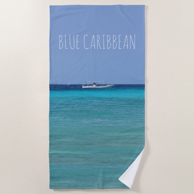 Serviette De Plage Bleu des Caraïbes (sans votre texte) (Devant)
