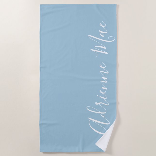 Serviette De Plage Bleu doux Simplement Personnalisé (Devant)