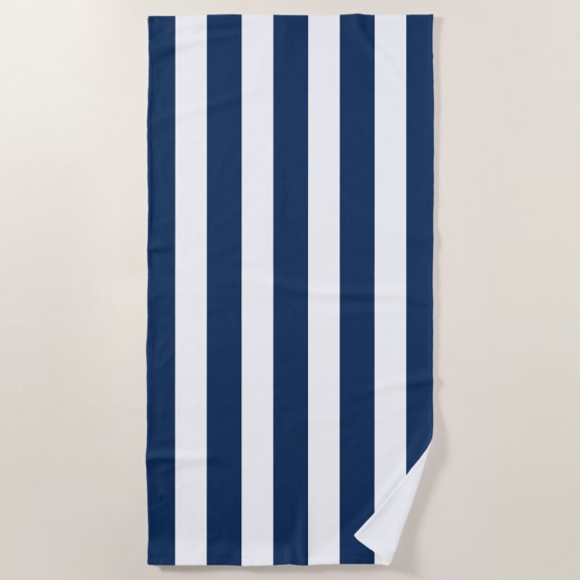 Serviette De Plage Bleu et blanc de la marine marine (Devant)