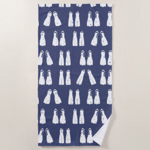 Serviette De Plage Bleu et blanc Motif de plongée Nautique