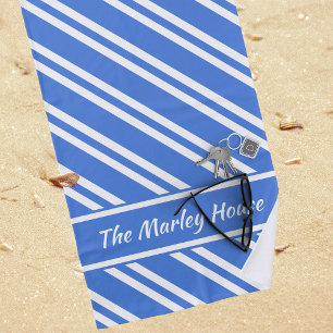 Serviette De Plage Bleu et blanc personnalisé