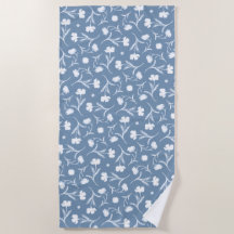 Bleu gris blanc Liberté motif floral élégant Pop