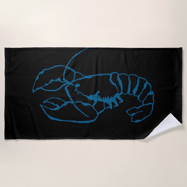 Serviette De Plage Bleu Homard Mer Animal Simple Plan Dessin (Devant)
