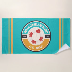 Serviette De Plage Bleu marine Ancre nautique club de yacht marina ba
