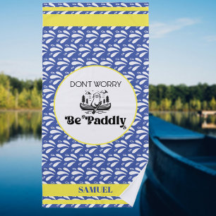 Serviette De Plage Bleu Motif d'eau rayures Rétro Canot Nom