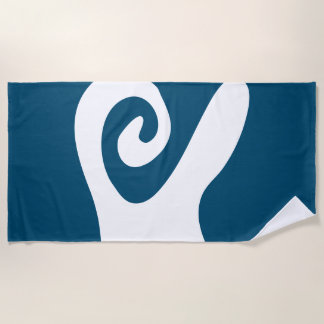 Serviette De Plage Bleu océan et tourbillon de vague blanc