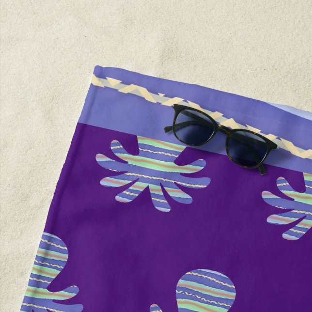 Serviette De Plage Bleu octopus pourpre (En situation)