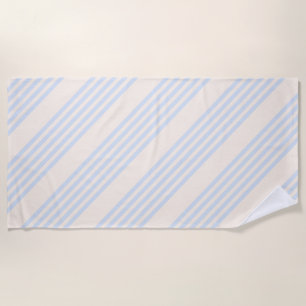 Serviette De Plage Bleu pâle et beige cinq rayures motif