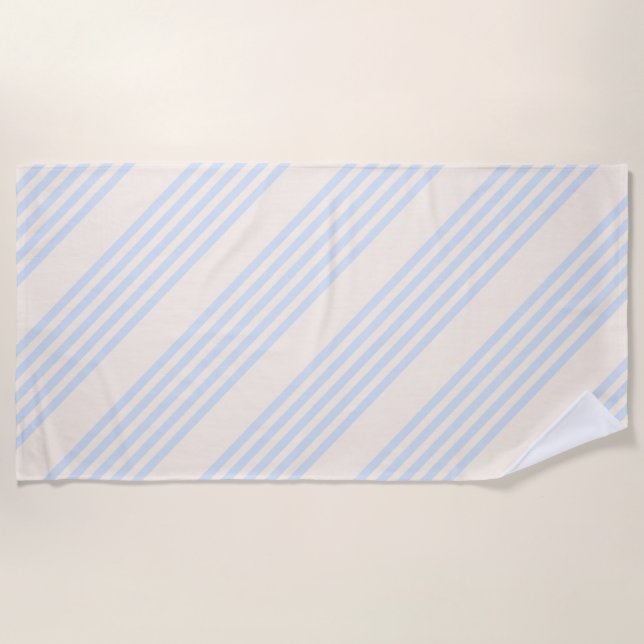 Serviette De Plage Bleu pâle et beige cinq rayures motif (Devant)