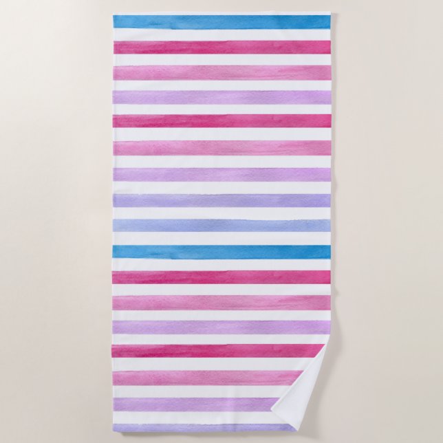 Serviette De Plage Bleu, rose et pourpre (Devant)
