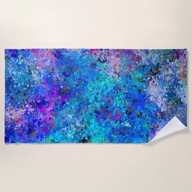 Serviette De Plage Bleu rose Turquoise gouttes Abstraction (Devant)