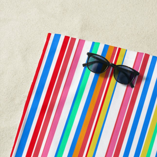 Serviette De Plage Bleu Rouge Jaune (En situation)