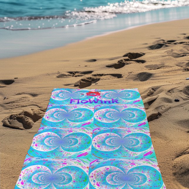 Serviette De Plage Bleu Trippy mignon (Créateur téléchargé)