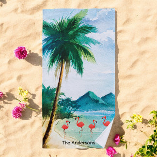 Serviette De Plage Bleu Vert Mer Océan Tropical