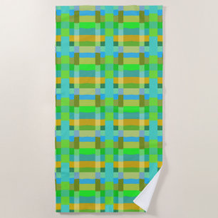 Serviette De Plage Bleu Vert Orange Violet Motif Crémeux Abstrait