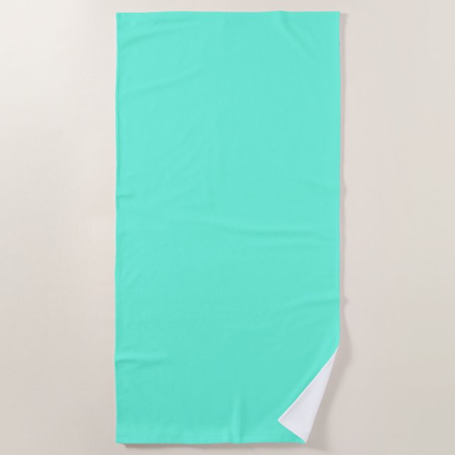 Serviette De Plage Bleu Vert Turquoise Aquamarin Couleur Uni (Devant)