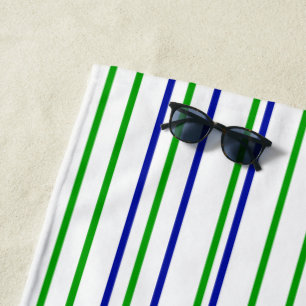 Serviette De Plage Bleu vert violet rayures motif moderne t