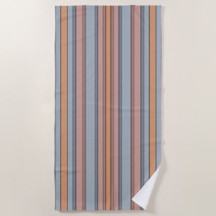 Serviette De Plage Bloc de couleur bleu rose gris avec bandes vertica
