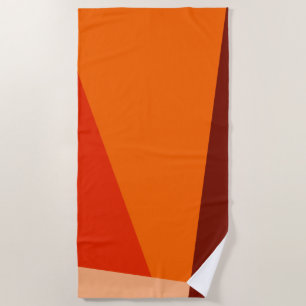 Serviette De Plage Bloc de couleur géométrique moderne rouge orange c