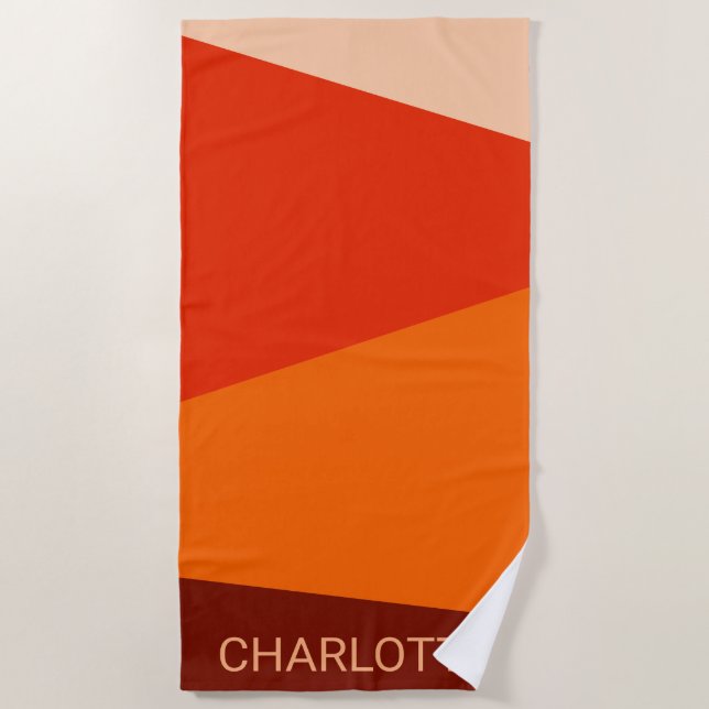 Serviette De Plage Bloc de couleur géométrique rouge orange gras pers (Devant)